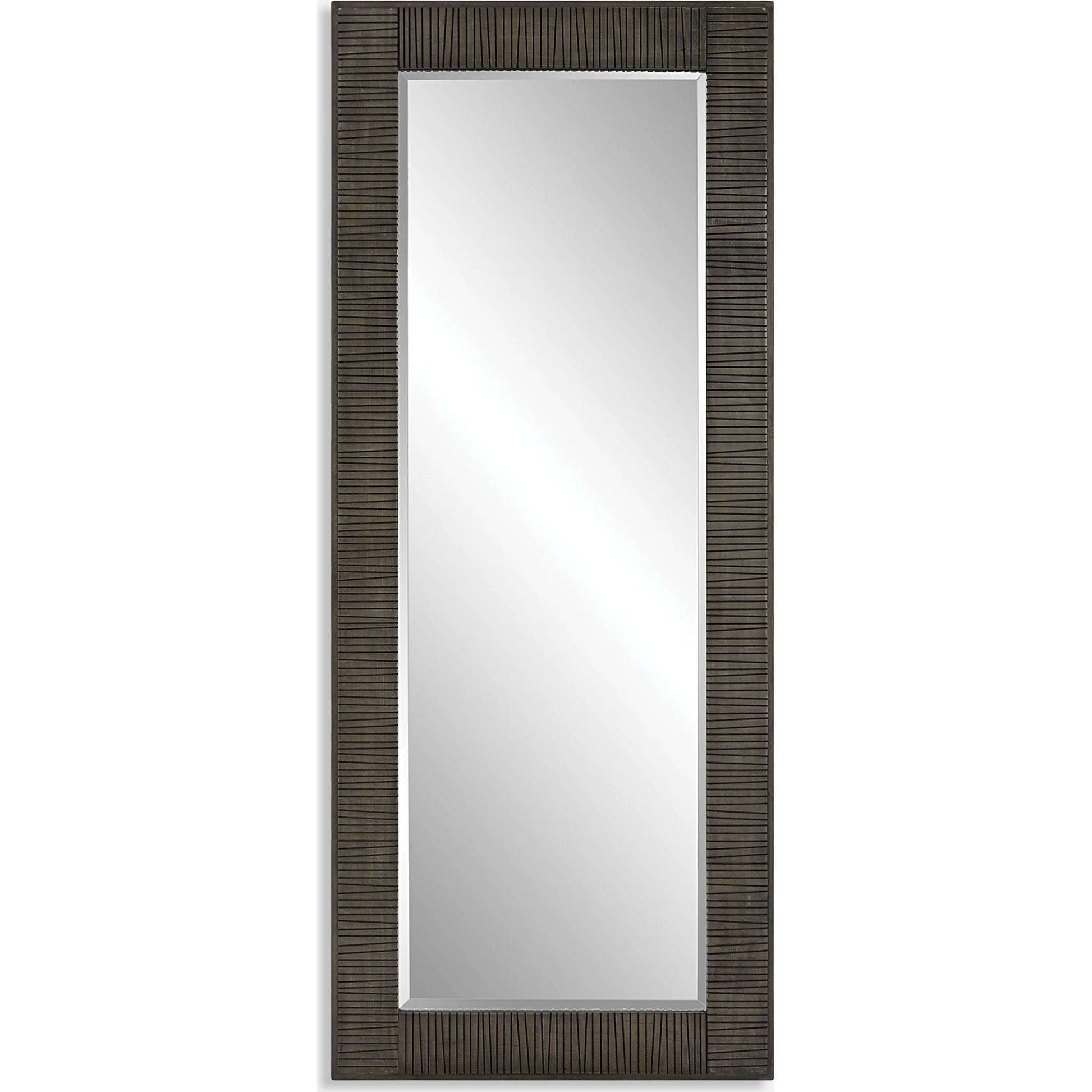 Figaro Mirror by Uttermost in aged gray wash. Made from mirror, mdf, pine, fir in a modern style.