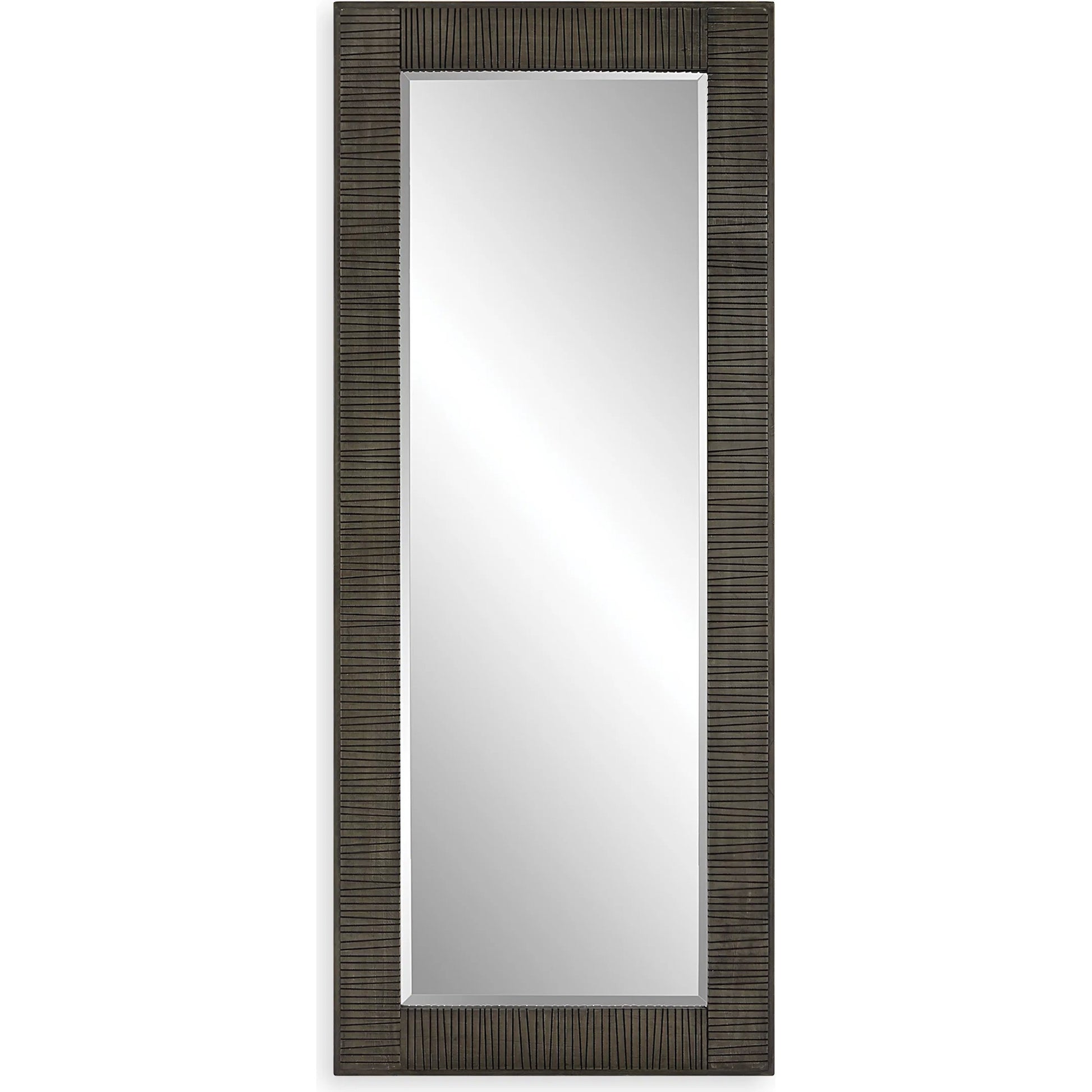 Figaro Mirror by Uttermost in aged gray wash. Made from mirror, mdf, pine, fir in a modern style.
