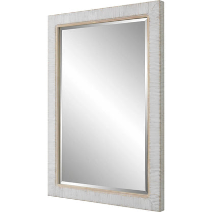 Cape Mirror by Uttermost in whitewashed. Made from mirror, mdf, rattan, oak in a modern style.