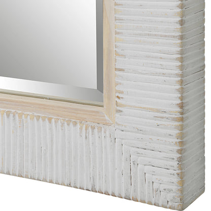 Cape Mirror by Uttermost in whitewashed. Made from mirror, mdf, rattan, oak in a modern style.