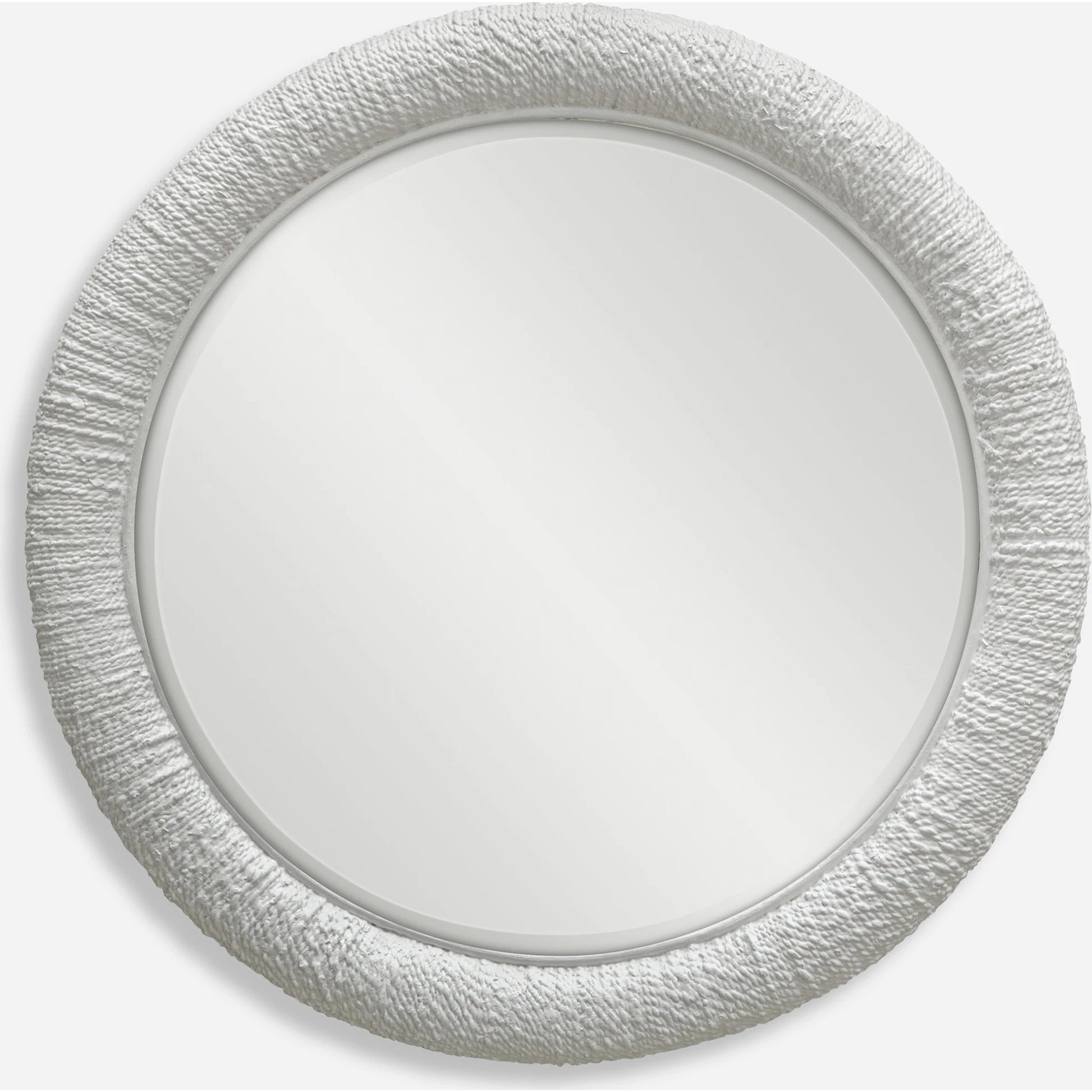 Mariner Round Mirror by Uttermost. Made from banana weaving, rattan, plywood, glass in a modern style.