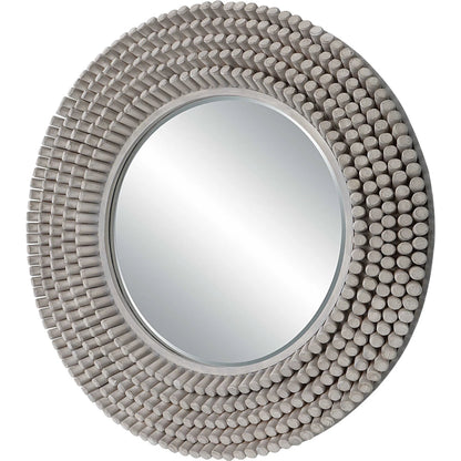 Portside Round Mirror by Uttermost in gray. Made from mdf, fir, mirror in a modern style.