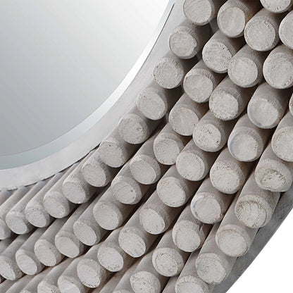 Portside Round Mirror by Uttermost in gray. Made from mdf, fir, mirror in a modern style.