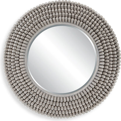 Portside Round Mirror by Uttermost in gray. Made from mdf, fir, mirror in a modern style.
