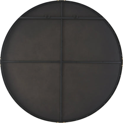 Clip Round Mirror by Uttermost in satin black, gold leaf. Made from iron, mdf, mirror in a modern style.
