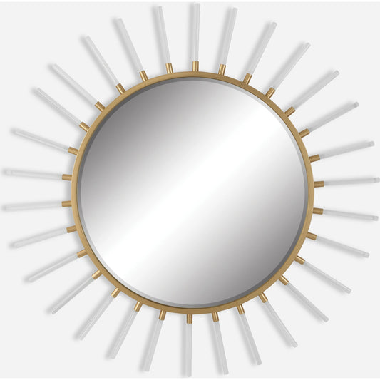 Oracle Round Mirror by Uttermost in gold. Made from mdf, mirror, iron, acrylic in a modern style.