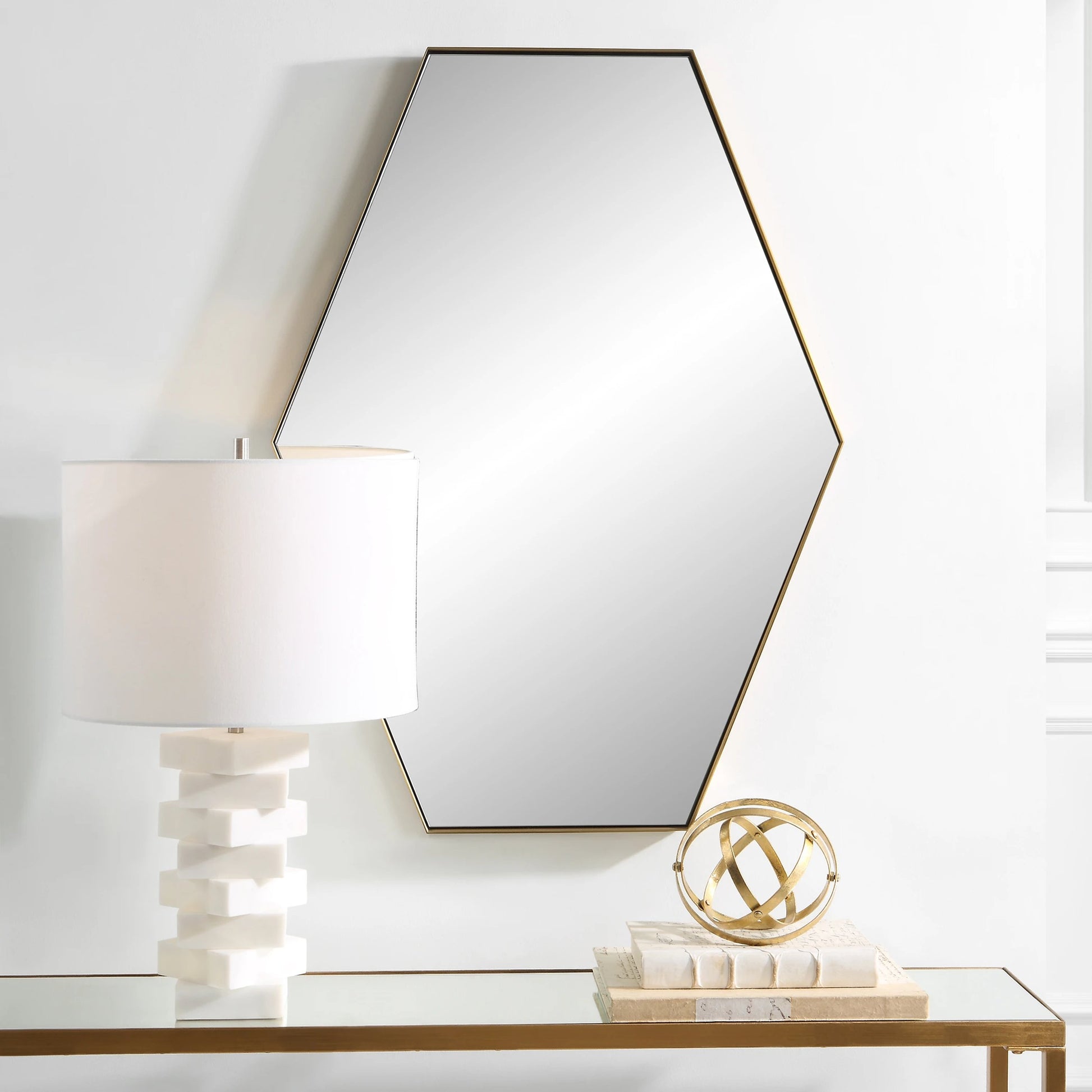 Ankara Mirror by Uttermost in brass. Made from metal, mdf, glass in a modern style.
