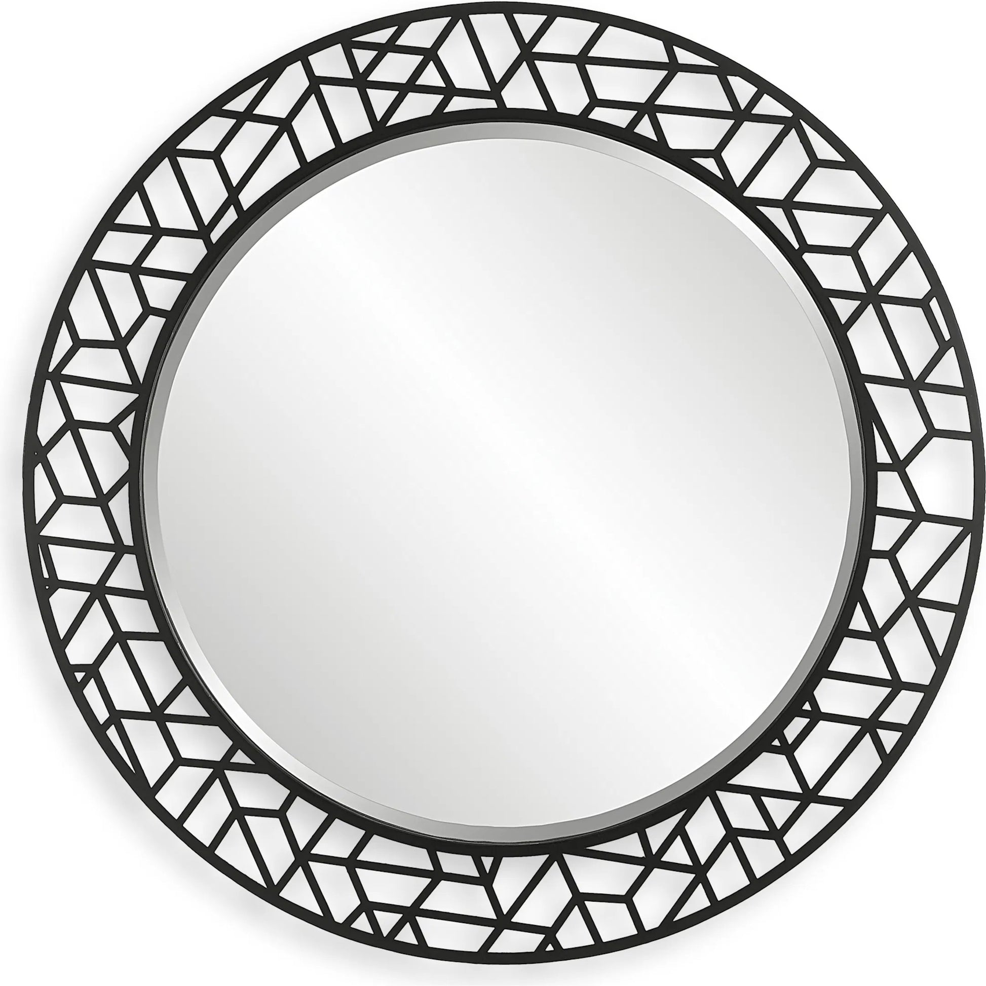 Mosaic Round Mirror by Uttermost in black. Made from mdf, iron, mirror in a modern style.