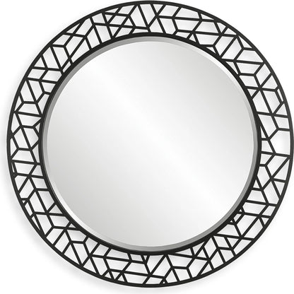 Mosaic Round Mirror by Uttermost in black. Made from mdf, iron, mirror in a modern style.