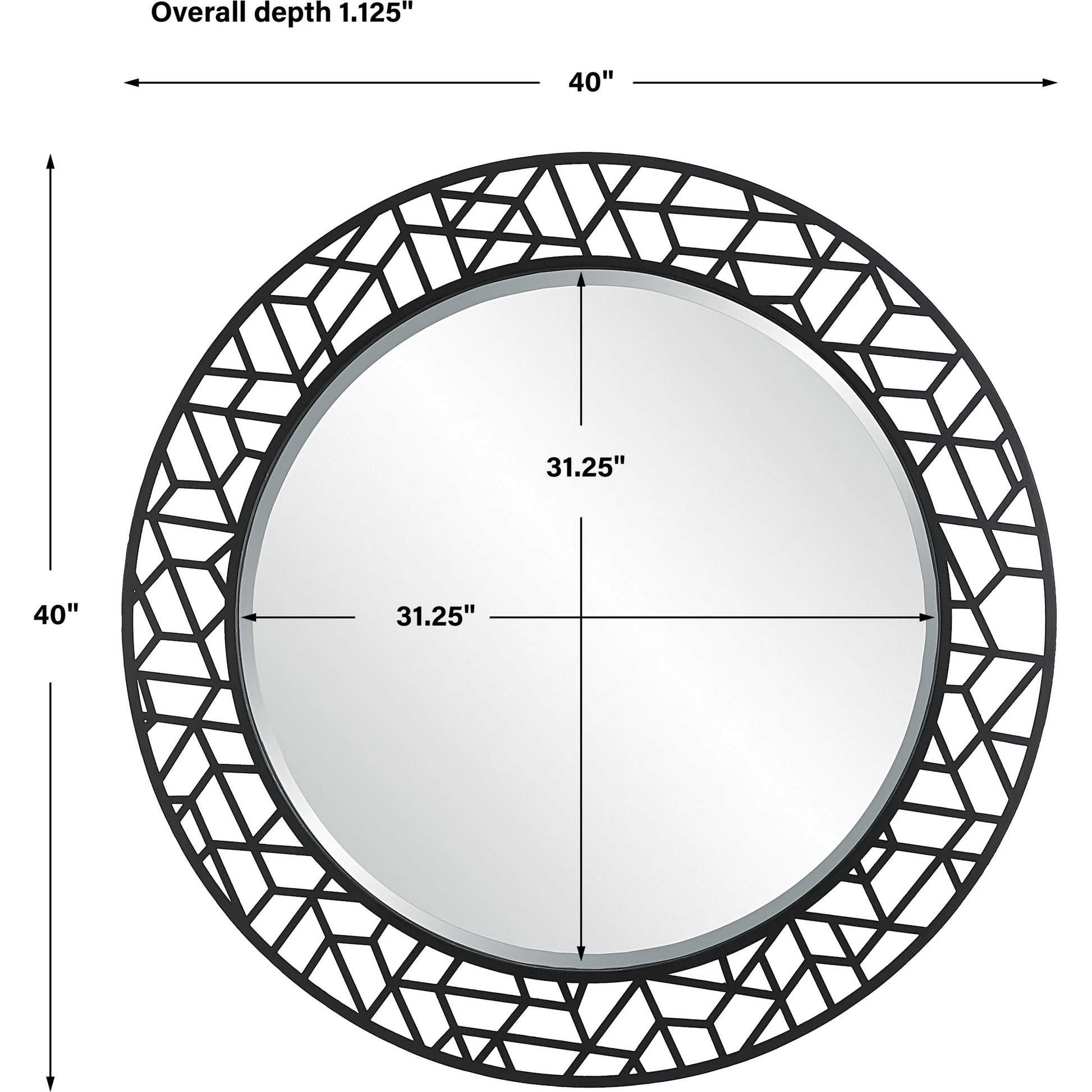 Mosaic Round Mirror by Uttermost in black. Made from mdf, iron, mirror in a modern style.