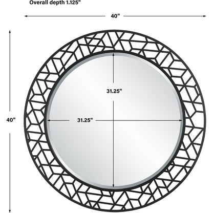 Mosaic Round Mirror by Uttermost in black. Made from mdf, iron, mirror in a modern style.