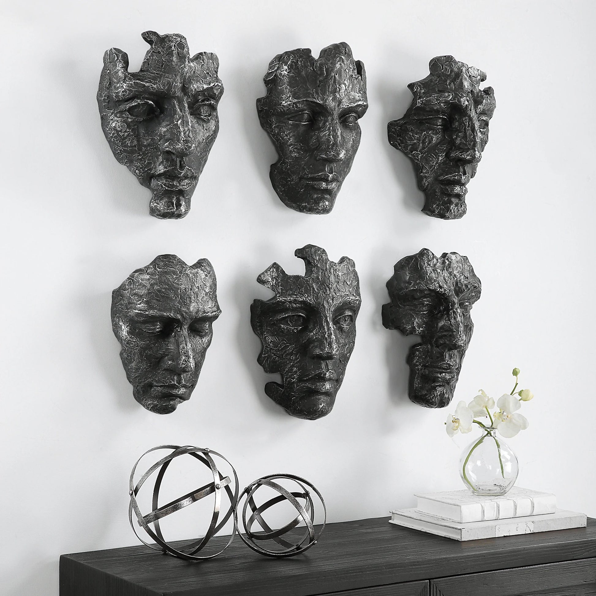 Self-Portrait Wall Decor by Uttermost in steel gray. Made from polyresin in a modern style.