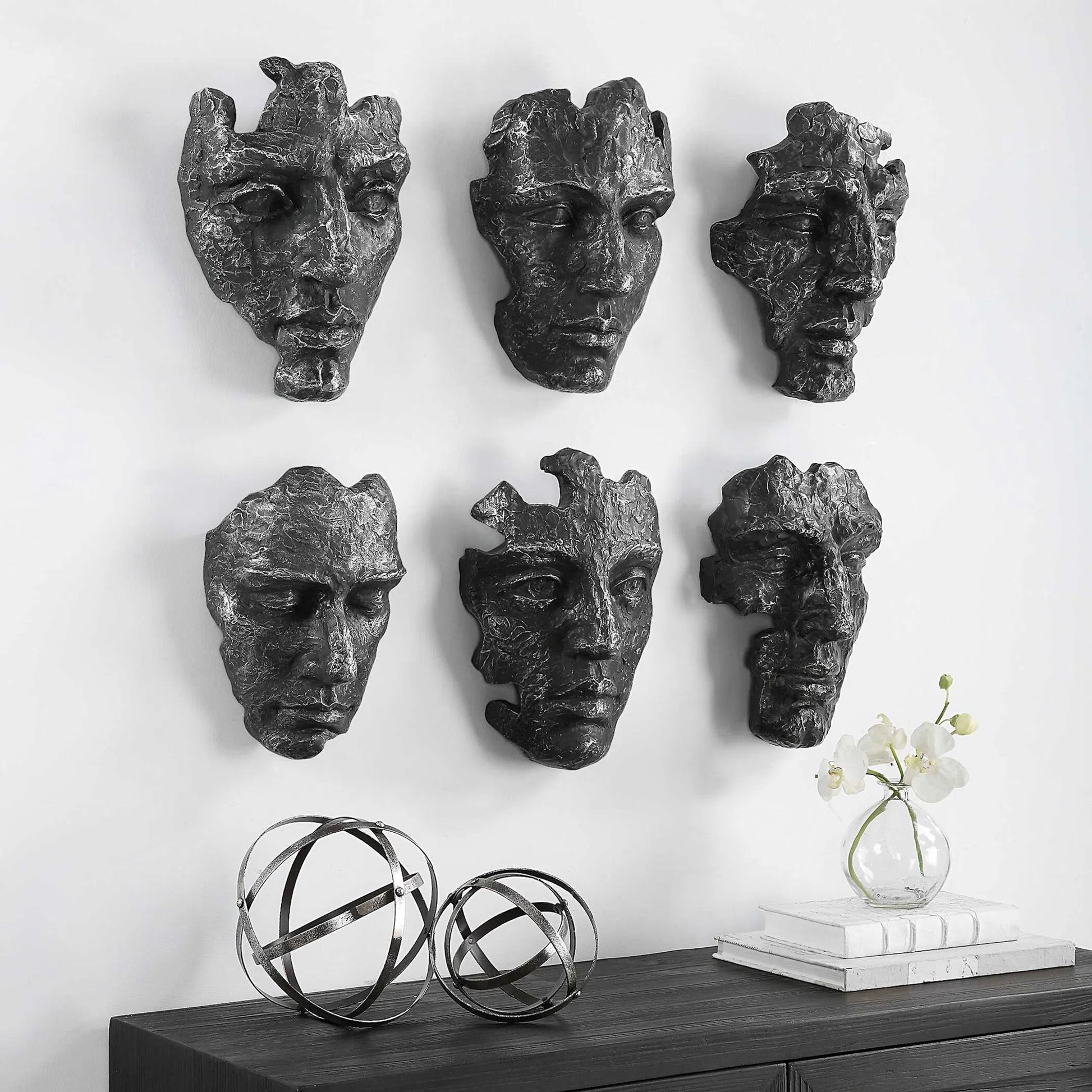 Self-Portrait Wall Decor by Uttermost in steel gray. Made from polyresin in a modern style.