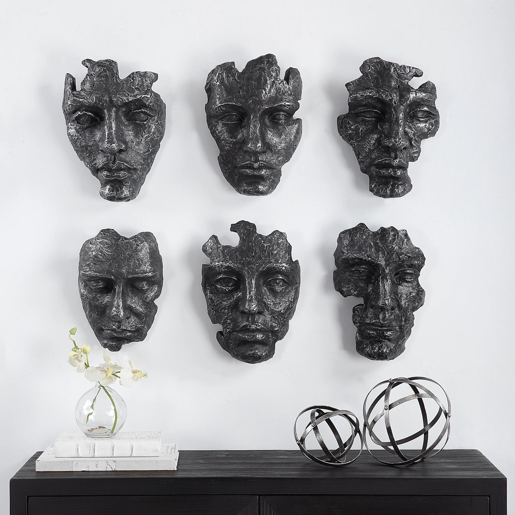 Self-Portrait Wall Decor by Uttermost in steel gray. Made from polyresin in a modern style.