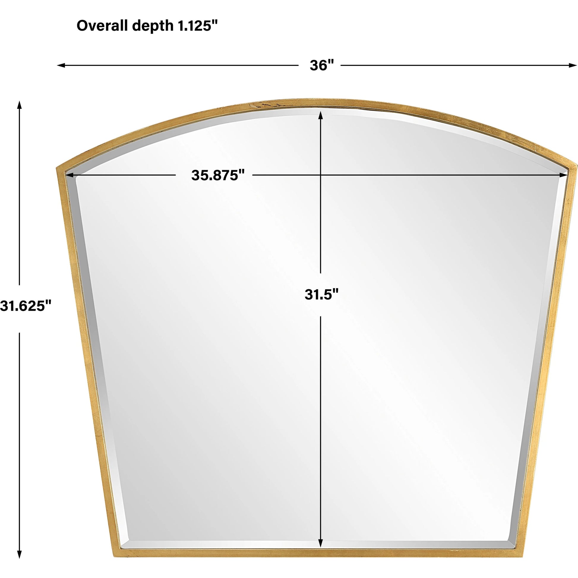 Boundary Arch Mirror by Uttermost in antiqued gold leaf. Made from iron, mdf, mirror in a modern style.