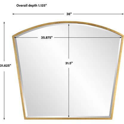 Boundary Arch Mirror by Uttermost in antiqued gold leaf. Made from iron, mdf, mirror in a modern style.