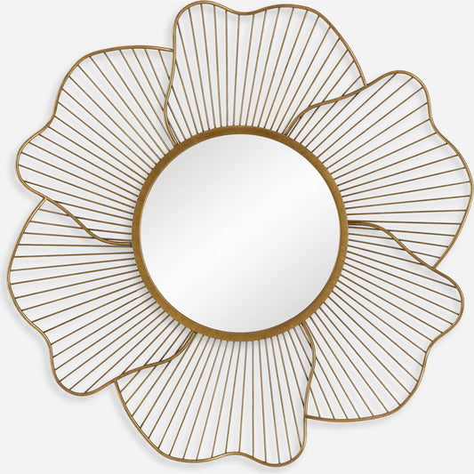 Blossom Floral Mirror by Uttermost in gold. Made from steel, mirror, mdf in a modern style.