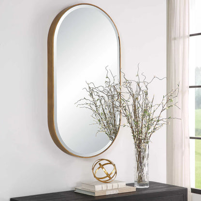Lago Oval Mirror by Uttermost in golden bronze. Made from iron, mirror in a modern style.