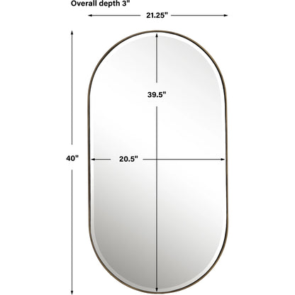 Lago Oval Mirror by Uttermost in golden bronze. Made from iron, mirror in a modern style.