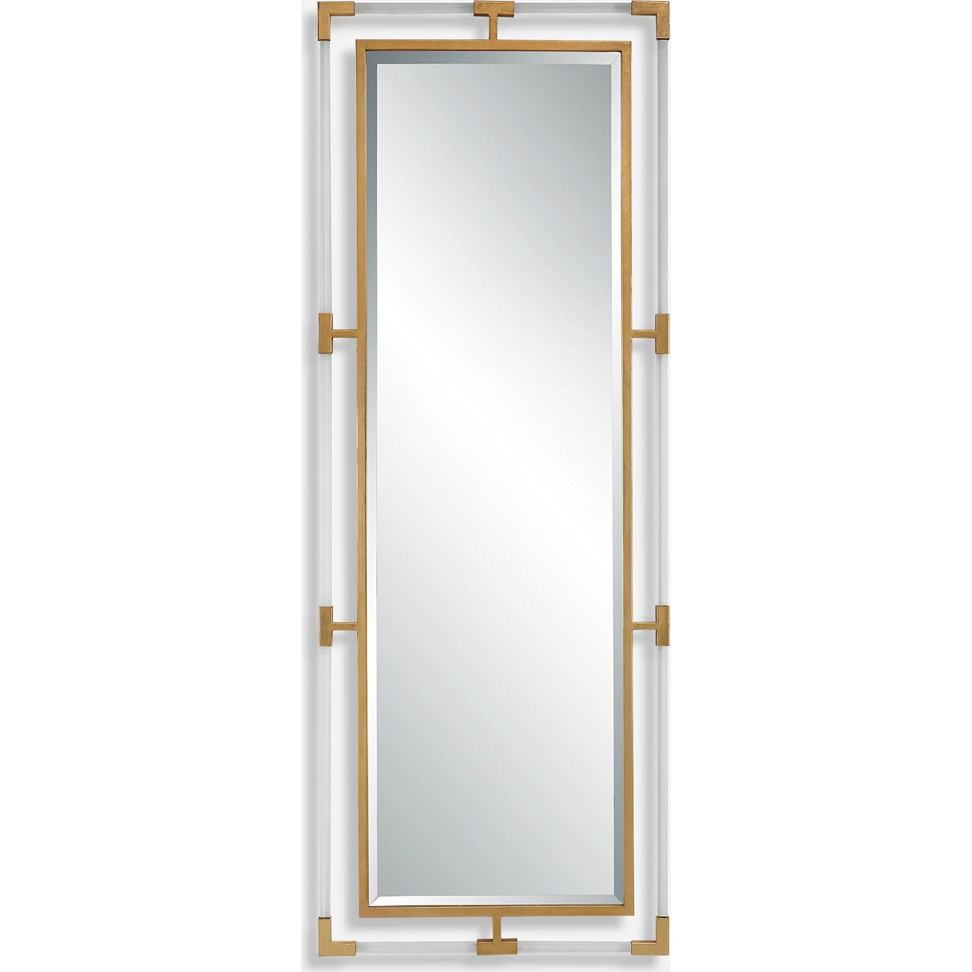 Balkan Tall Mirror by Uttermost in gold. Made from mirror, acrylic, iron, mdf in a modern style.