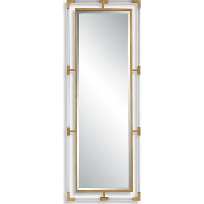 Balkan Tall Mirror by Uttermost in gold. Made from mirror, acrylic, iron, mdf in a modern style.