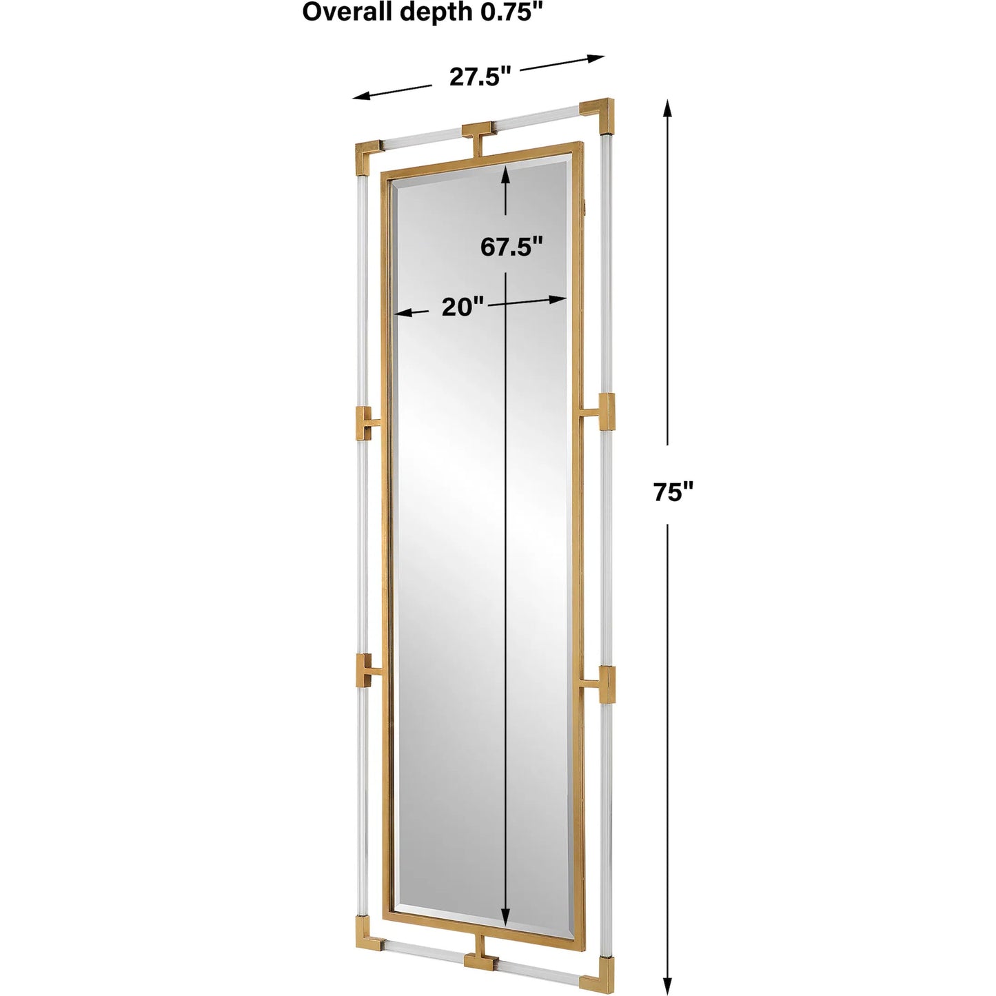 013 SI-2016415 | Additional Silo | Balkan Tall Mirror by Uttermost in gold. Made from mirror, acrylic, iron, mdf in a modern style.