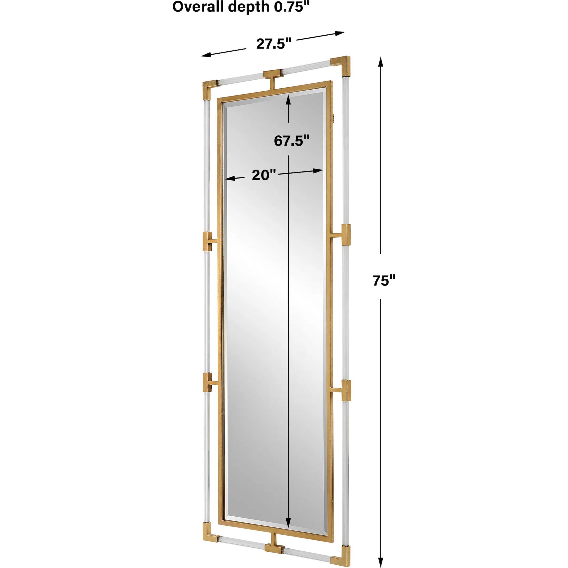 Balkan Tall Mirror by Uttermost in gold. Made from mirror, acrylic, iron, mdf in a modern style.