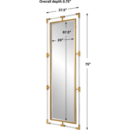 Balkan Tall Mirror by Uttermost in gold. Made from mirror, acrylic, iron, mdf in a modern style.