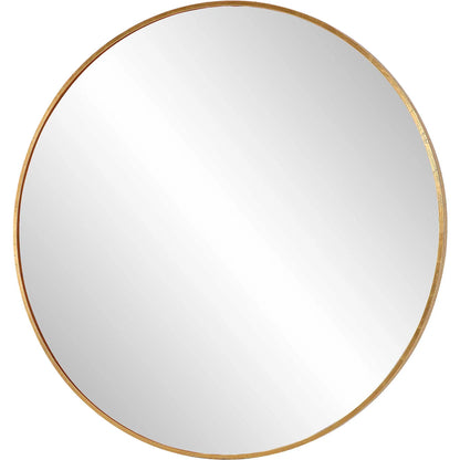 Junius Round Mirror by Uttermost in gold. Made from mirror, mdf, iron in a modern style.