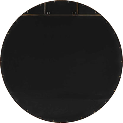 Junius Round Mirror by Uttermost in gold. Made from mirror, mdf, iron in a modern style.