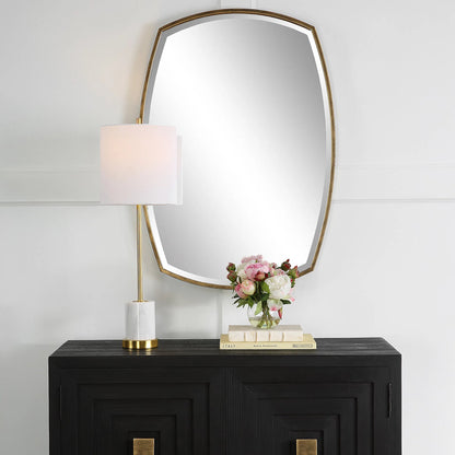 Varenna Vanity Mirror by Uttermost in gold. Made from iron, mirror, mdf in a modern style.