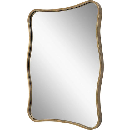 Pavia Curvy Vanity Mirror by Uttermost in gold. Made from iron, mirror, mdf in a modern style.