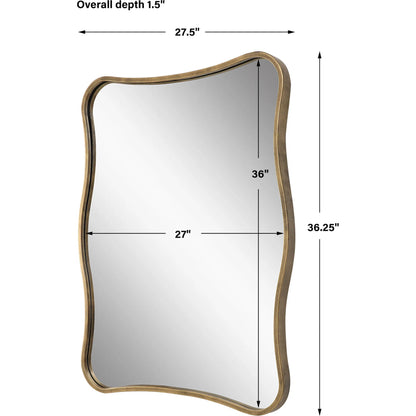 Pavia Curvy Vanity Mirror by Uttermost in gold. Made from iron, mirror, mdf in a modern style.