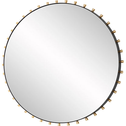 Cosmopolitan Round Mirror by Uttermost in brass. Made from iron, mirror, mdf, aluminium alloy in a modern style.