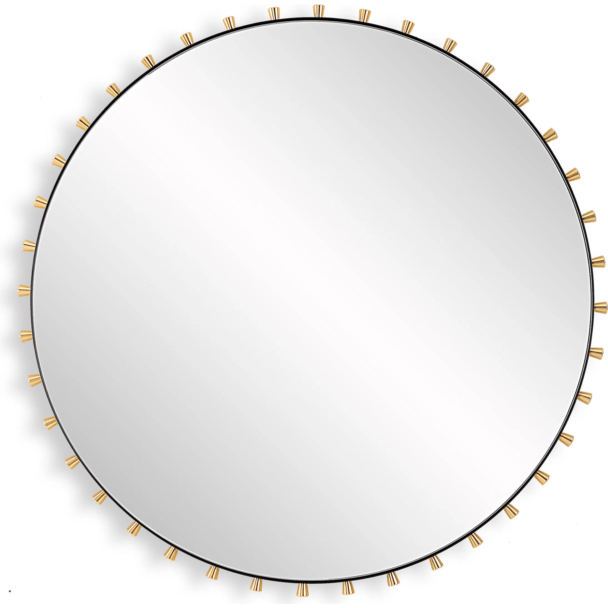 Cosmopolitan Round Mirror by Uttermost in brass. Made from iron, mirror, mdf, aluminium alloy in a modern style.