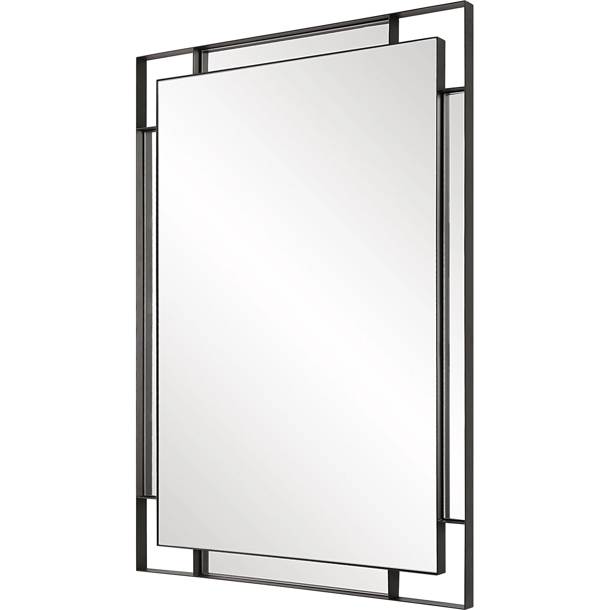 Stellan Mirror by Uttermost in black. Made from mirror, mdf, iron in a modern style.