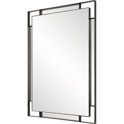 Stellan Mirror by Uttermost in black. Made from mirror, mdf, iron in a modern style.