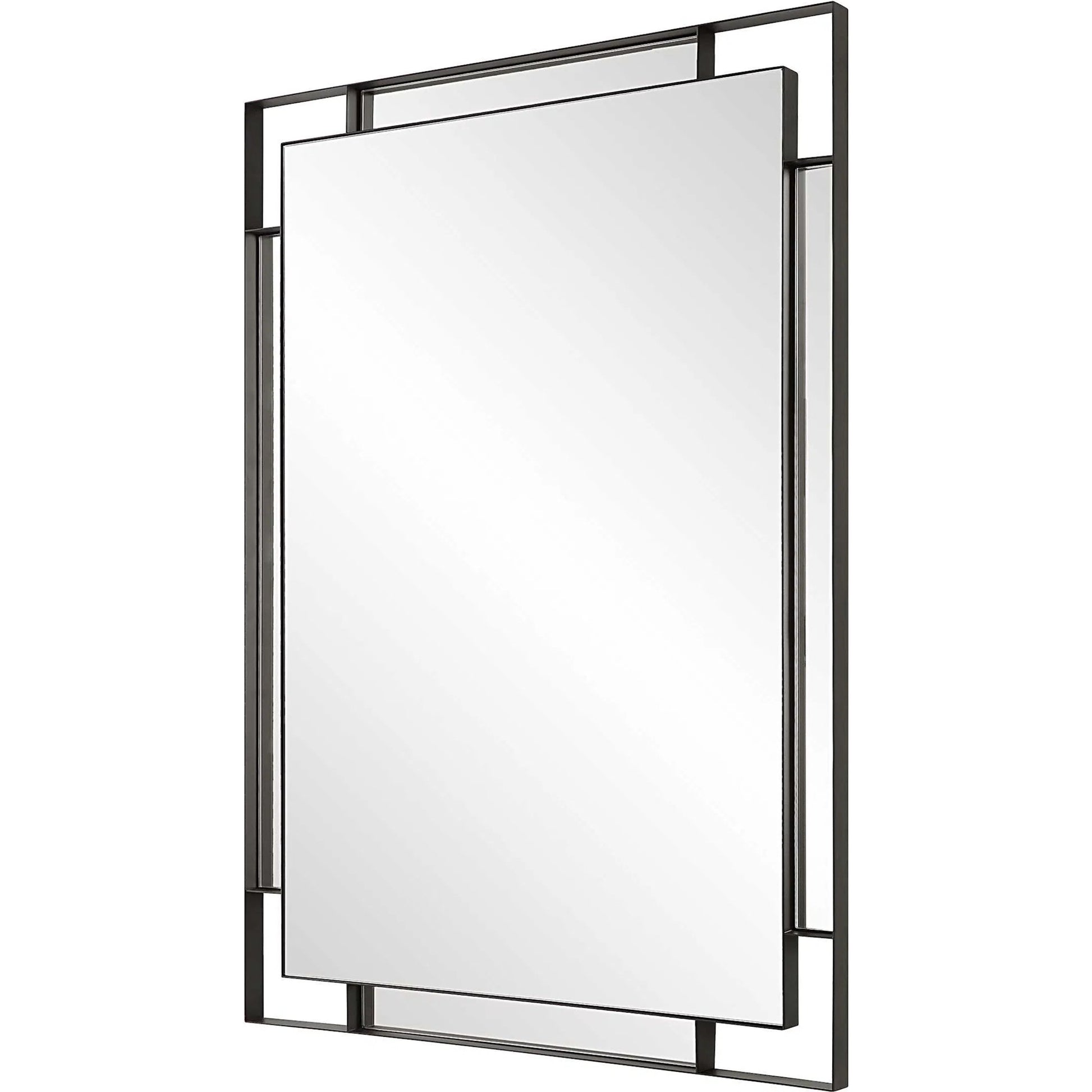Stellan Mirror by Uttermost in black. Made from mirror, mdf, iron in a modern style.