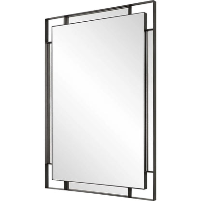 Stellan Mirror by Uttermost in black. Made from mirror, mdf, iron in a modern style.