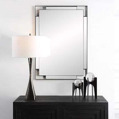Stellan Mirror by Uttermost in black. Made from mirror, mdf, iron in a modern style.