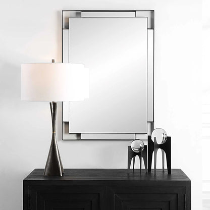Stellan Mirror by Uttermost in black. Made from mirror, mdf, iron in a modern style.
