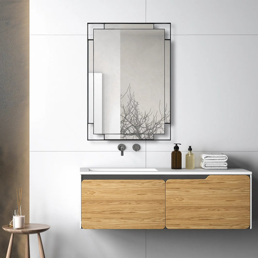 Stellan Mirror by Uttermost in black. Made from mirror, mdf, iron in a modern style.