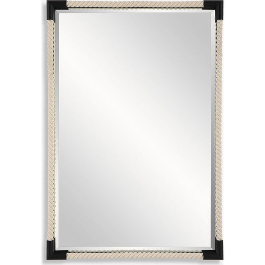 Marina Rope Mirror by Uttermost in white, matte black. Made from iron, mirror, mdf, rope in a modern style.