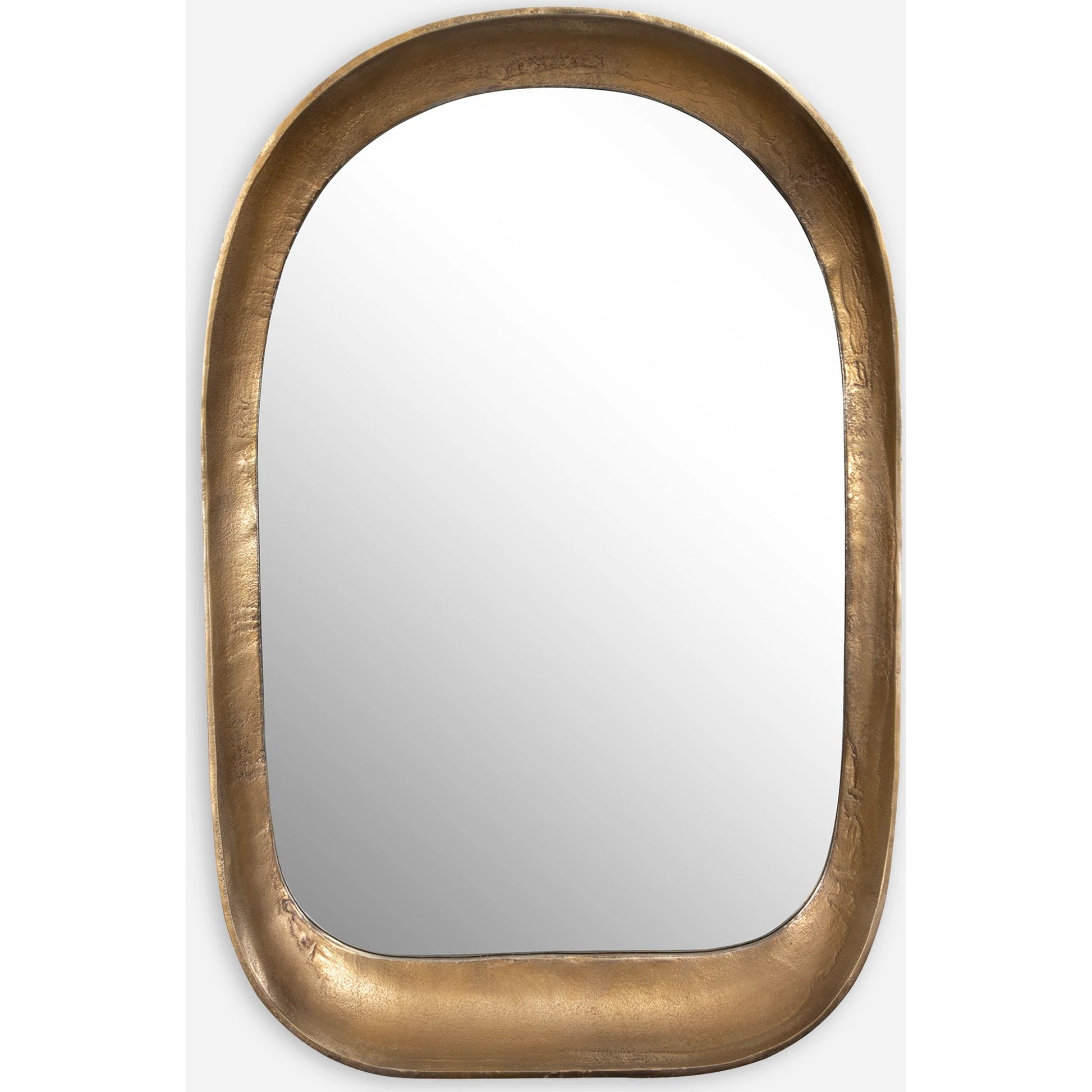 Bradano Arch Mirror by Uttermost in brass. Made from cast aluminum, glass, mdf in a modern style.