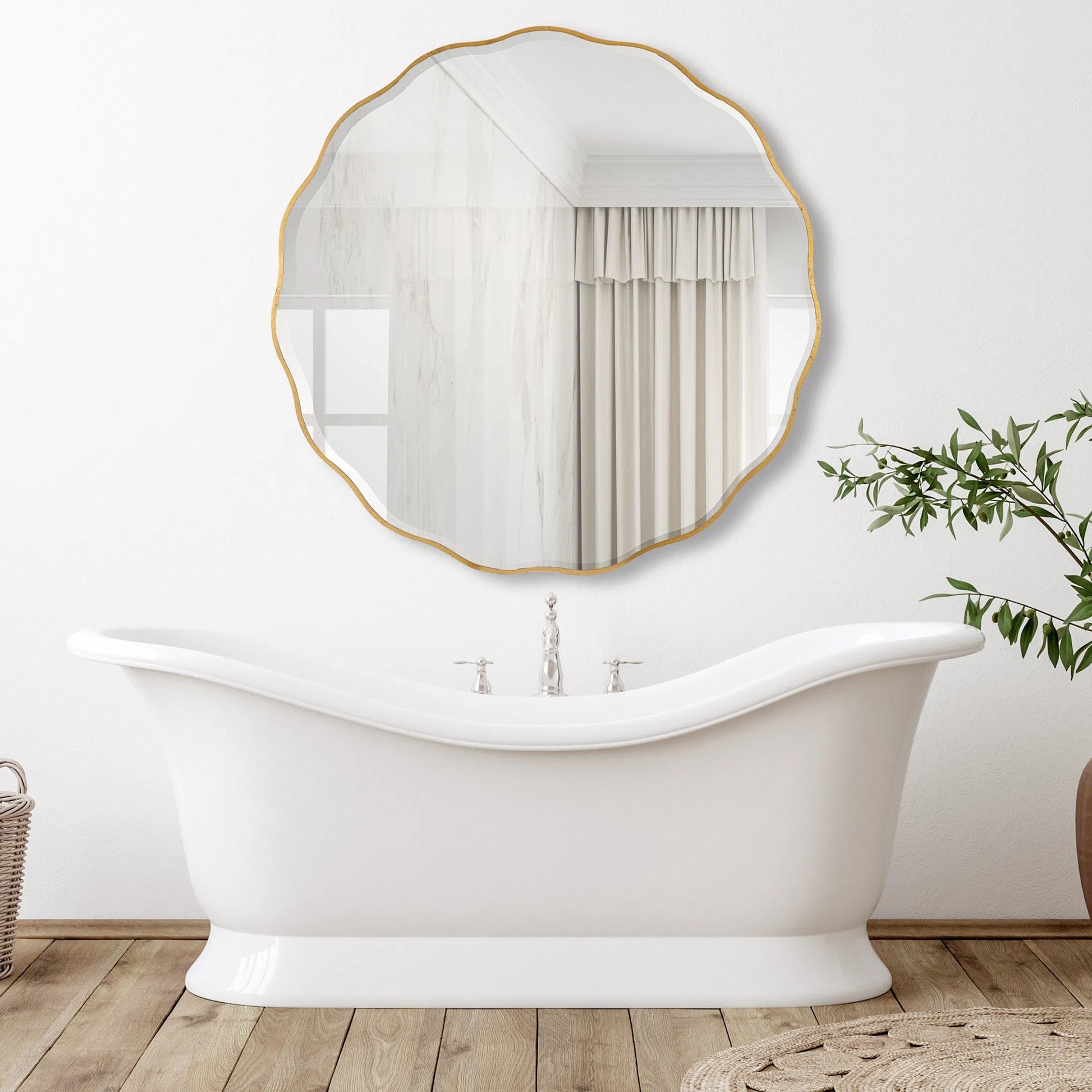 Aneta Round Mirror by Uttermost in gold. Made from mdf, mirror in a modern style.