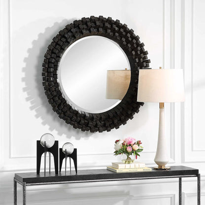 Circle of Piers Round Mirror by Uttermost in ebony. Made from fir, mirror, mdf in a modern style.