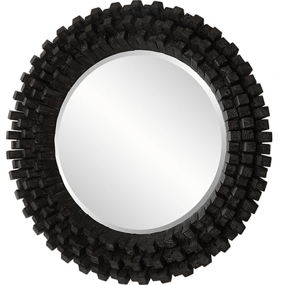 Circle of Piers Round Mirror by Uttermost in ebony. Made from fir, mirror, mdf in a modern style.