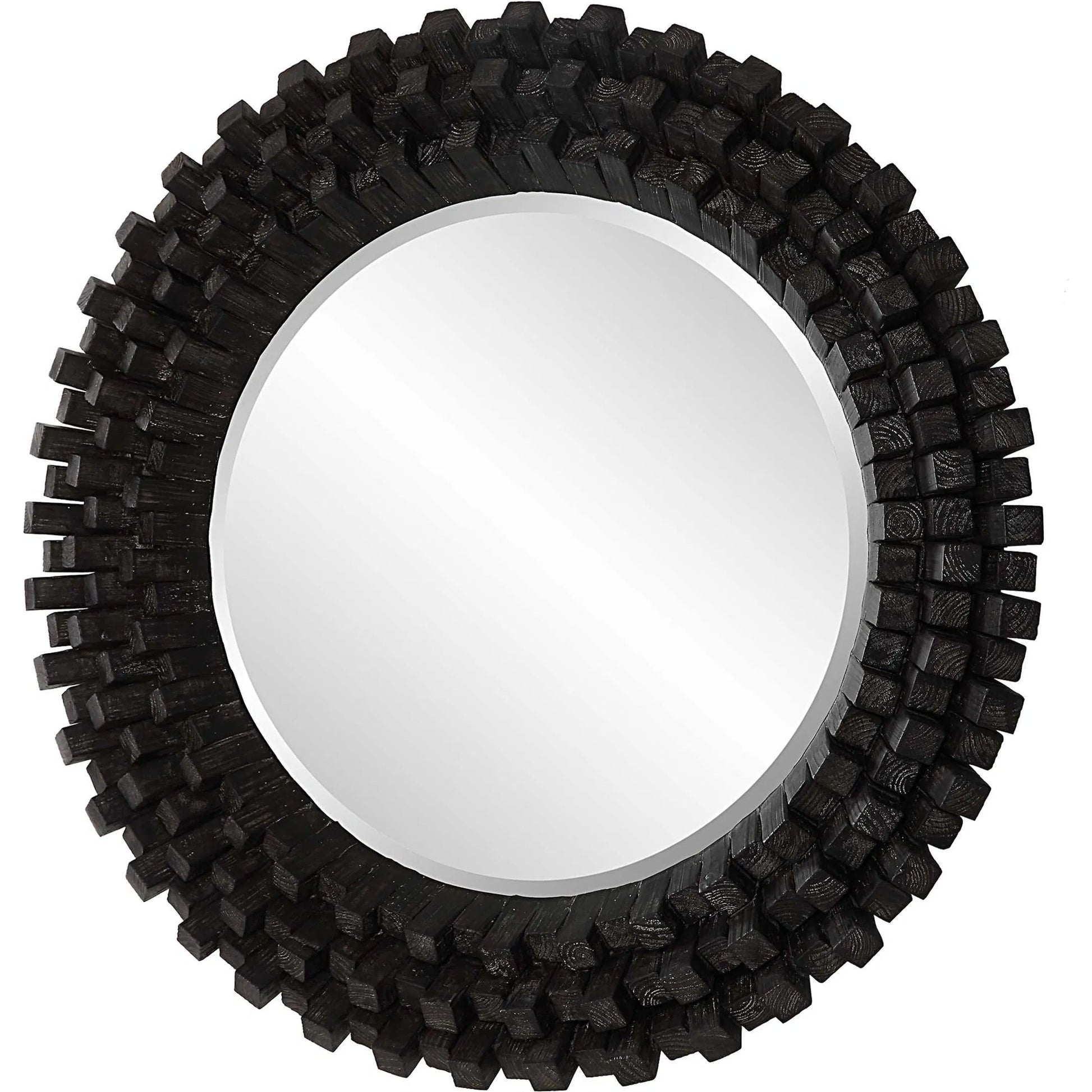 Circle of Piers Round Mirror by Uttermost in ebony. Made from fir, mirror, mdf in a modern style.