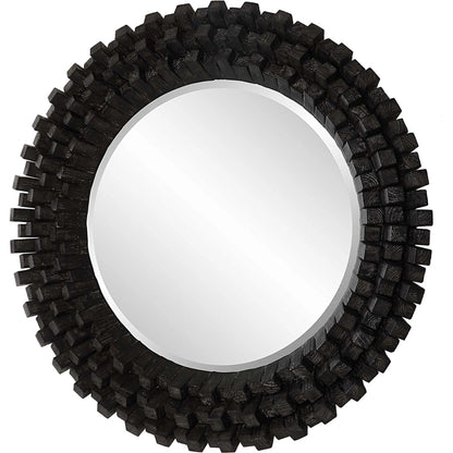 Circle of Piers Round Mirror by Uttermost in ebony. Made from fir, mirror, mdf in a modern style.