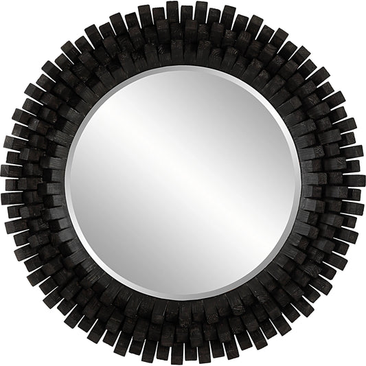 Circle of Piers Round Mirror by Uttermost in ebony. Made from fir, mirror, mdf in a modern style.